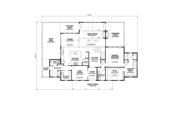Floor Plan - Main Floor for Farmhouse House Plan #1117-44 - 4 bed, 3.5 bath