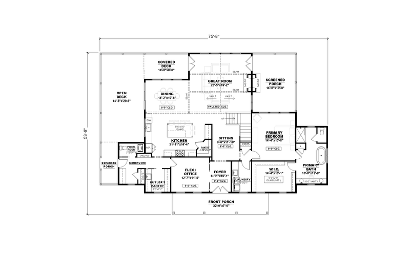 House Blueprint - Floor Plan - Main Floor for Farmhouse House Plan #1117-44 - 4 bed, 3.5 bath