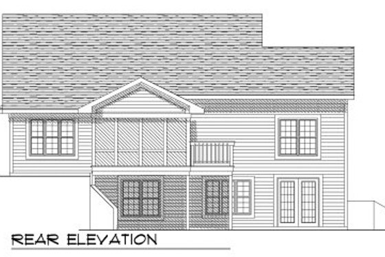 Exterior - Rear Elevation for Traditional House Plan #70-792 - 3 bed, 3 bath