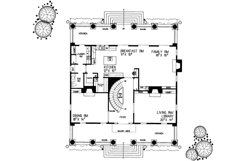 Home Plan - Floor Plan - Main Floor for Classical House Plan #72-464 - 4 bed, 3.5 bath