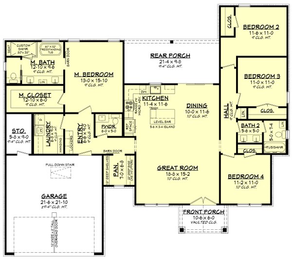 Dream House Plan - Farmhouse Floor Plan - Main Floor Plan #430-349