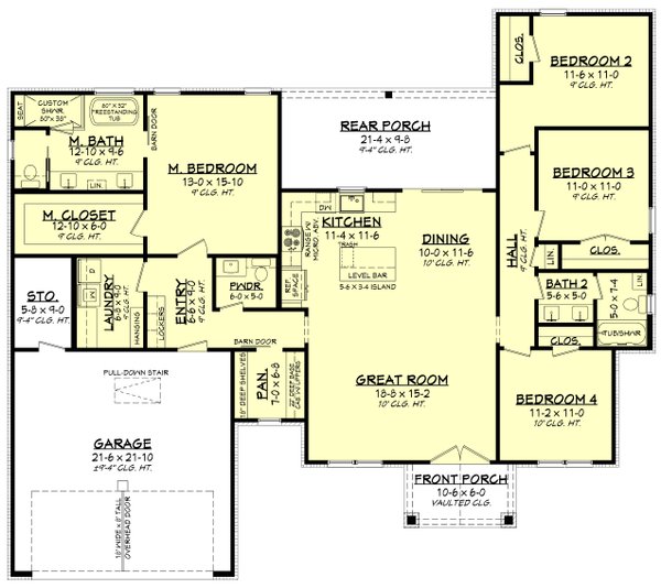 House Plan Design - Farmhouse Floor Plan - Main Floor Plan #430-349