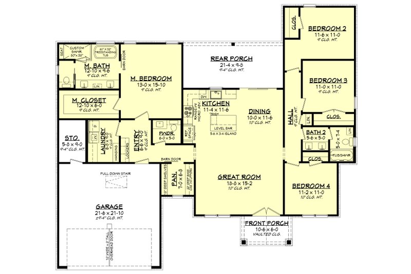 Dream House Plan - Floor Plan - Main Floor for Farmhouse House Plan #430-349 - 4 bed, 2.5 bath