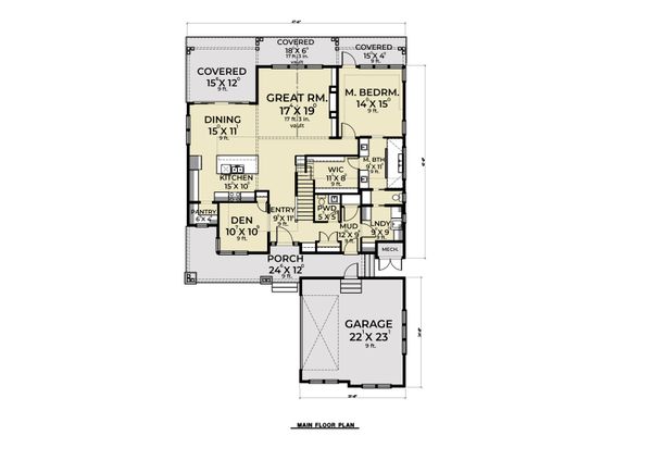House Plan Design - Craftsman Floor Plan - Main Floor Plan #1070-105