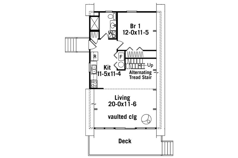 Home Plan - Floor Plan - Main Floor for Cottage House Plan #57-478 - 2 bed, 1 bath