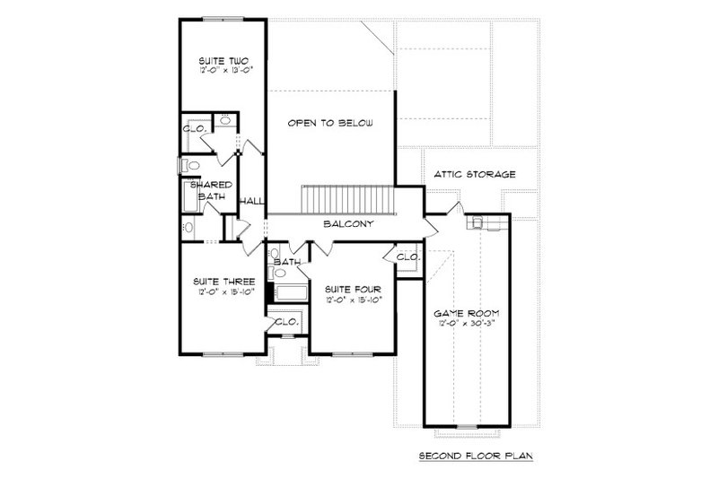 Home Plan - Floor Plan - Upper Floor for Tudor House Plan #413-887 - 5 bed, 4 bath