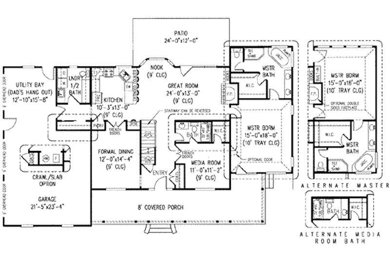 House Blueprint - Floor Plan - Main Floor for Country House Plan #11-210 - 5 bed, 3.5 bath