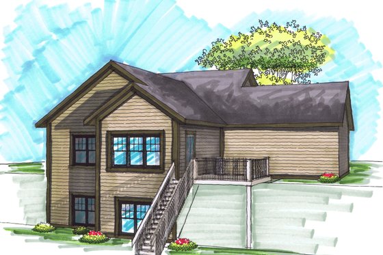 Exterior - Rear Elevation for Craftsman House Plan #70-1021 - 3 bed, 2.5 bath