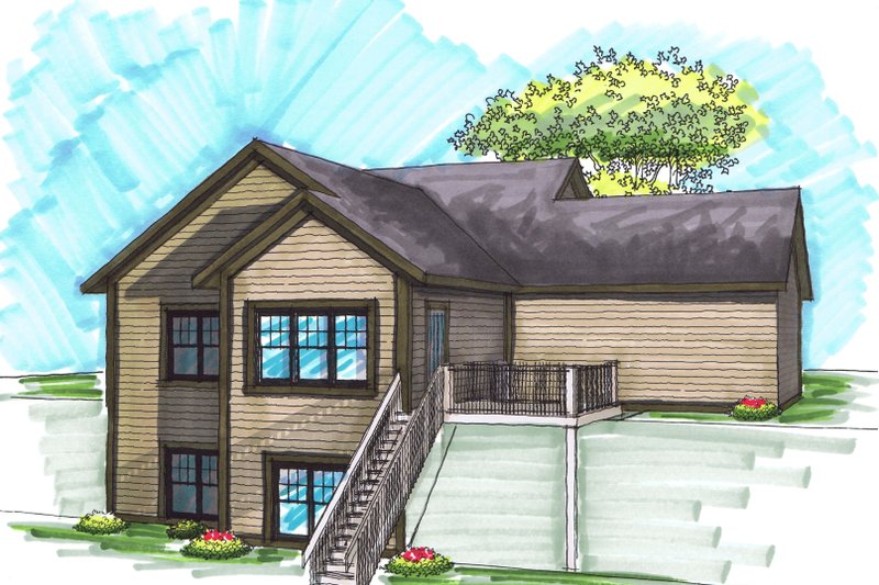 Architectural House Design - Exterior - Rear Elevation for Craftsman House Plan #70-1021 - 3 bed, 2.5 bath