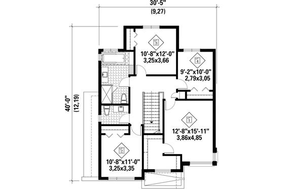 Floor Plan - Upper Floor for Contemporary House Plan #25-4607 - 4 bed, 1 bath