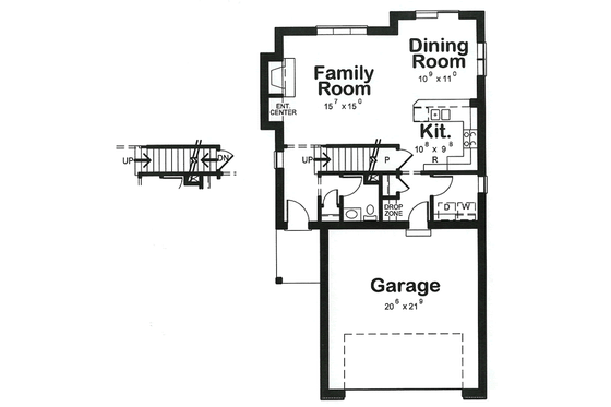 Floor Plan - Main Floor for Traditional House Plan #20-1525 - 3 bed, 2.5 bath