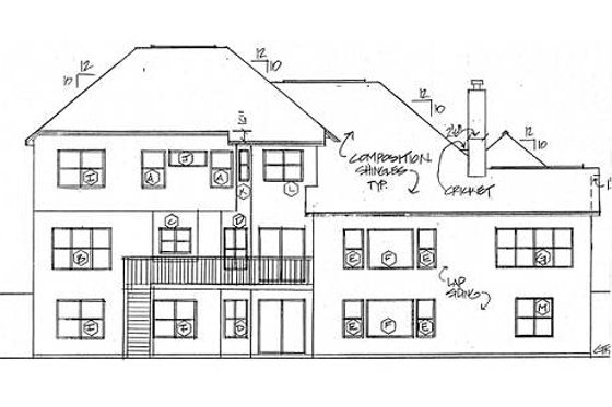 Exterior - Rear Elevation for European House Plan #312-628 - 4 bed, 2.5 bath