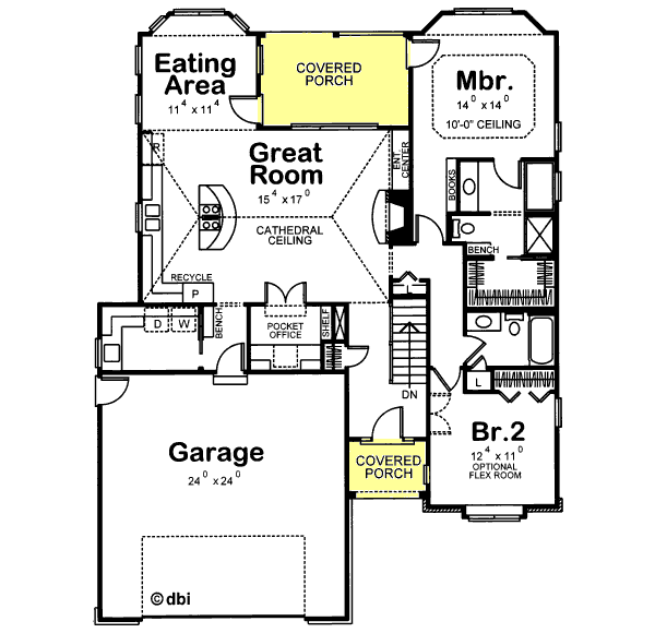House Design - Traditional Floor Plan - Main Floor Plan #20-1255