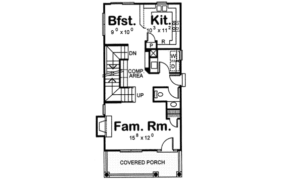 Floor Plan - Main Floor for Craftsman House Plan #20-1752 - 3 bed, 3 bath