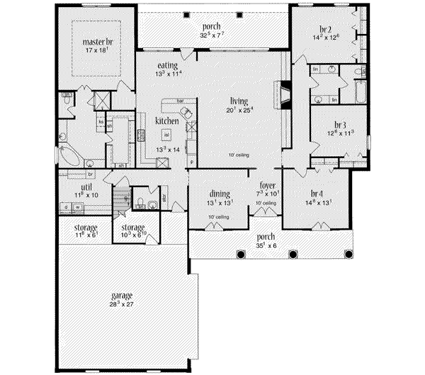 Architectural House Design - Traditional Floor Plan - Main Floor Plan #36-450
