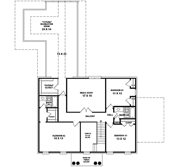 Classical Floor Plan - Upper Floor Plan #81-550