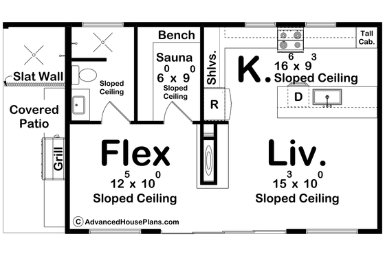 Floor Plan - Main Floor for Modern House Plan #455-648, 1 bath