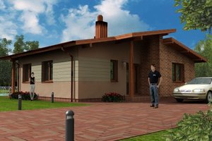 Exterior - Front Elevation 3 for Modern House Plan #538-13 - 3 bed, 1 bath