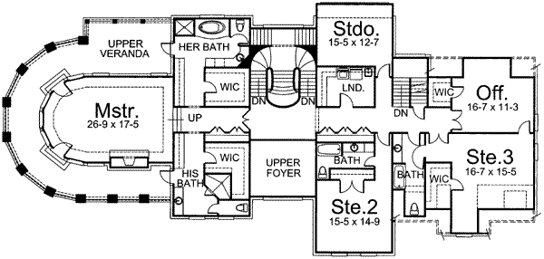 European Floor Plan - Upper Floor Plan #119-168