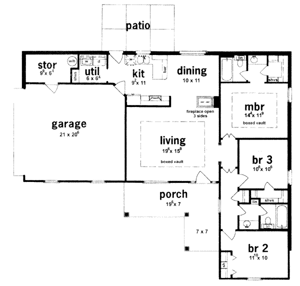 Southern Floor Plan - Main Floor Plan #36-305