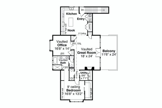 Floor Plan - Upper Floor for Craftsman House Plan #124-1250 - 1 bed, 1.5 bath
