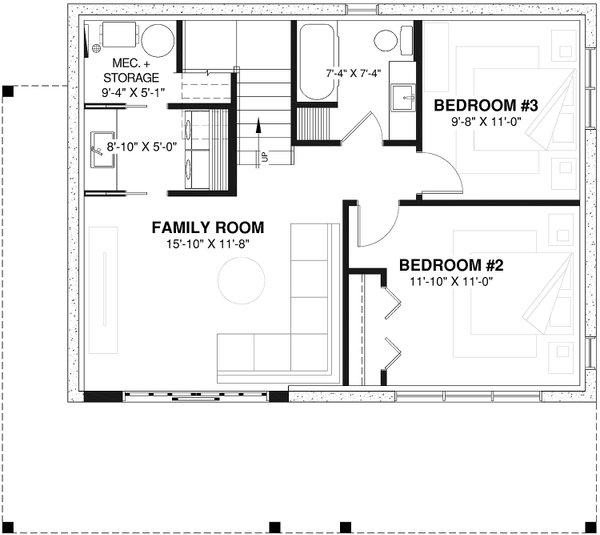 House Plan Design - Floor Plan - Lower Floor for Contemporary House Plan #23-2040 - 3 bed, 2 bath