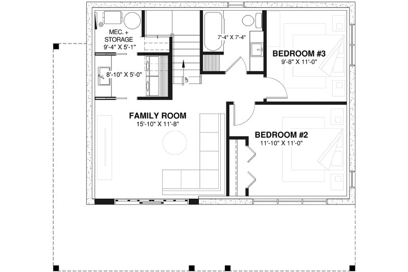 House Plan Design - Floor Plan - Lower Floor for Contemporary House Plan #23-2040 - 3 bed, 2 bath