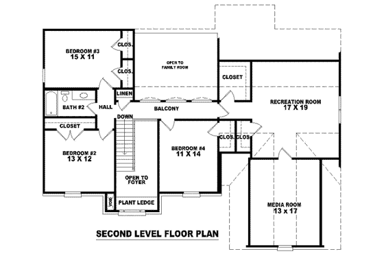 Floor Plan - Upper Floor for European House Plan #81-846 - 4 bed, 2.5 bath
