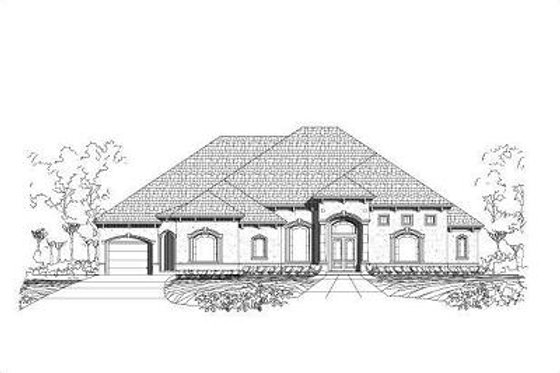 Exterior - Front Elevation for European House Plan #411-316 - 3 bed, 4 bath