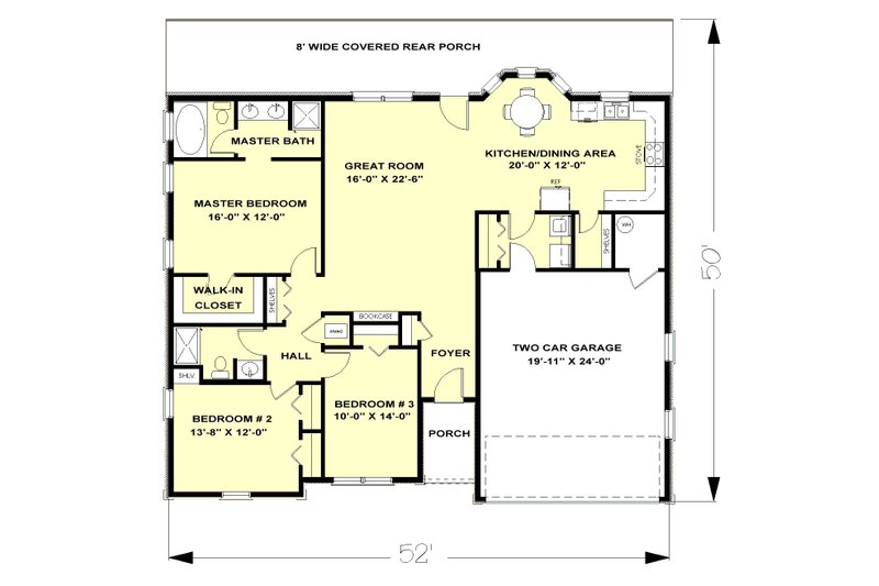 Home Plan - Floor Plan - Main Floor for European House Plan #44-138 - 3 bed, 2 bath
