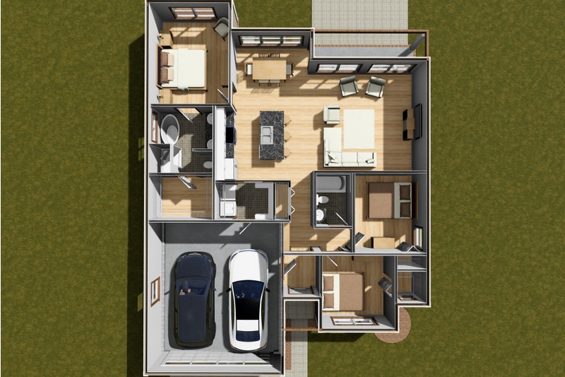 Home Plan - Floor Plan - Main Floor 1 for Cottage House Plan #513-2312 - 3 bed, 2 bath