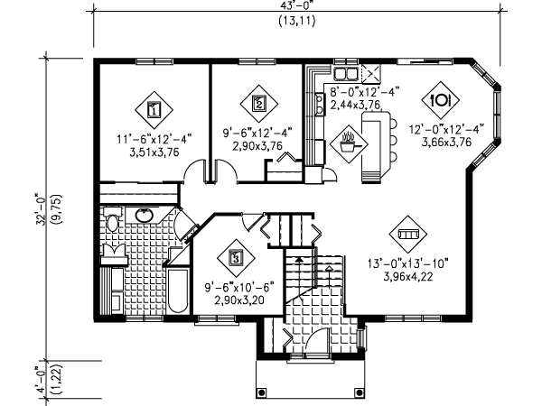Architectural House Design - Traditional Floor Plan - Main Floor Plan #25-4097