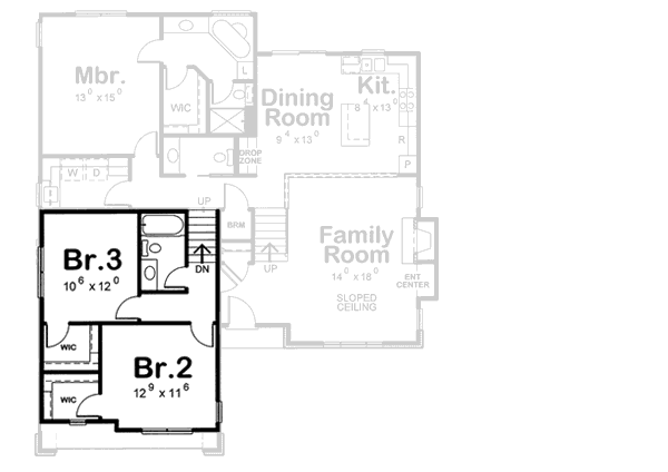 Floor Plan - Upper Floor for Traditional House Plan #20-1517 - 3 bed, 2.5 bath