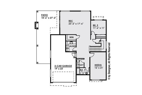 Floor Plan - Lower Floor for Contemporary House Plan #1066-34 - 5 bed, 5.5 bath