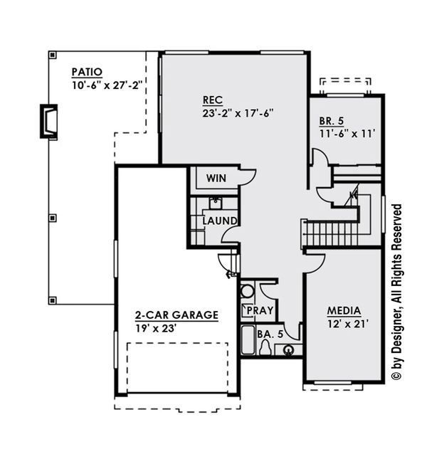 House Plan Design - Contemporary Floor Plan - Lower Floor Plan #1066-34