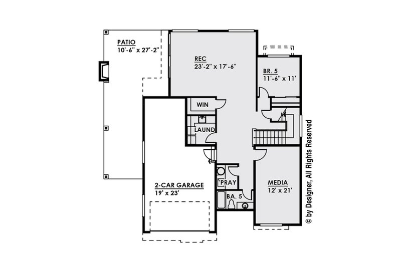 Home Plan - Floor Plan - Lower Floor for Contemporary House Plan #1066-34 - 5 bed, 5.5 bath