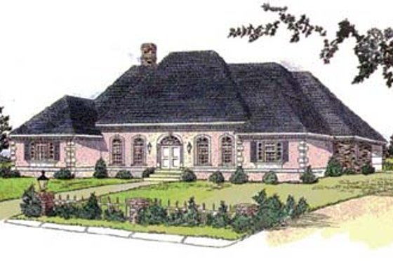 Exterior - Front Elevation for European House Plan #16-178 - 4 bed, 3.5 bath