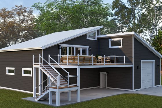 Exterior - Rear Elevation for Modern House Plan #1060-399, 1.5 bath