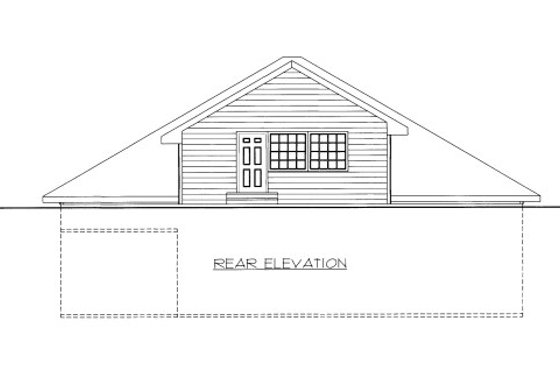 Exterior - Rear Elevation for Traditional House Plan #117-667, 1 bath