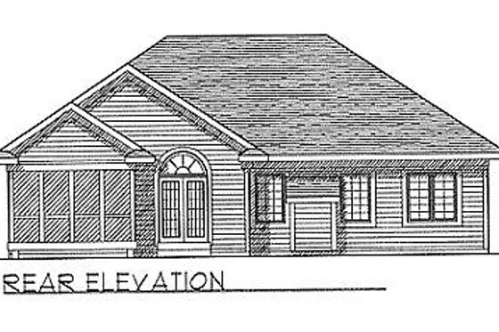 Exterior - Rear Elevation for Traditional House Plan #70-136 - 3 bed, 2 bath