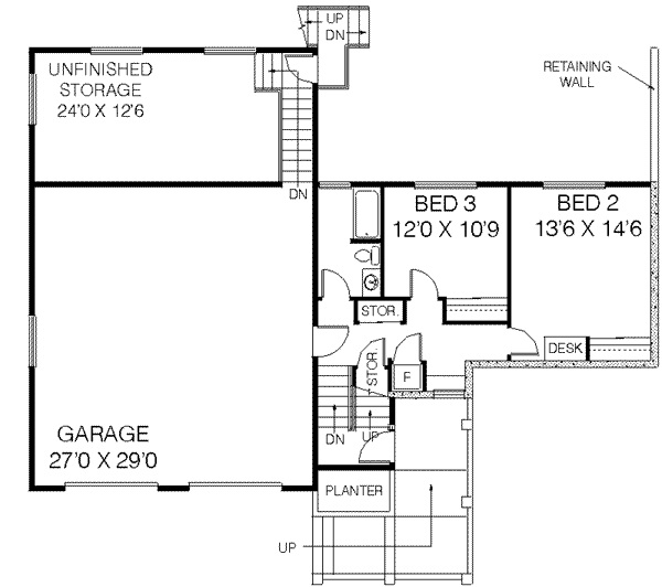 Architectural House Design - Bungalow Floor Plan - Lower Floor Plan #60-422