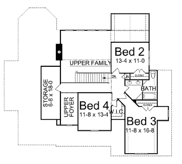 Traditional Floor Plan - Upper Floor Plan #119-361