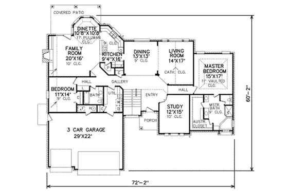Floor Plan - Main Floor for Traditional House Plan #65-267 - 4 bed, 3 bath