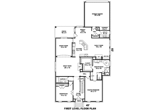 Floor Plan - Main Floor for Colonial House Plan #81-1591 - 4 bed, 3 bath