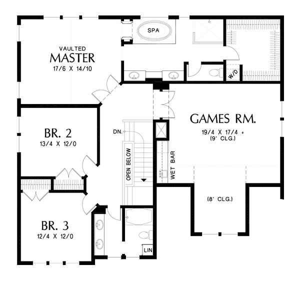 Craftsman Floor Plan - Upper Floor Plan #48-1002