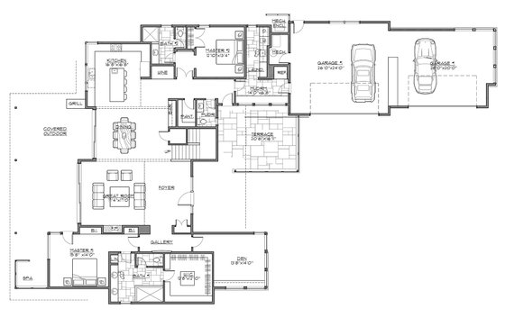 Floor Plan - Main Floor for Contemporary House Plan #892-30 - 4 bed, 4.5 bath