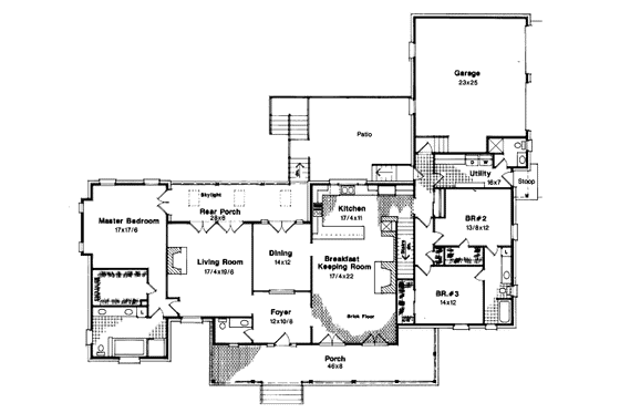Floor Plan - Main Floor for Country House Plan #41-165 - 3 bed, 2.5 bath