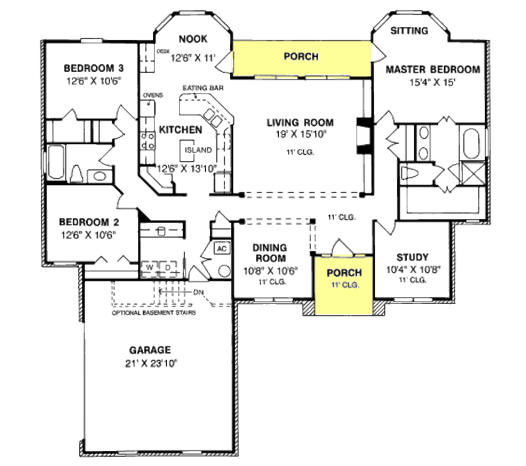 Traditional Style House Plan 3 Beds 2 Baths 1980 Sq/Ft