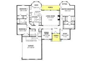 Floor Plan - Main Floor for Traditional House Plan #20-115 - 3 bed, 2 bath