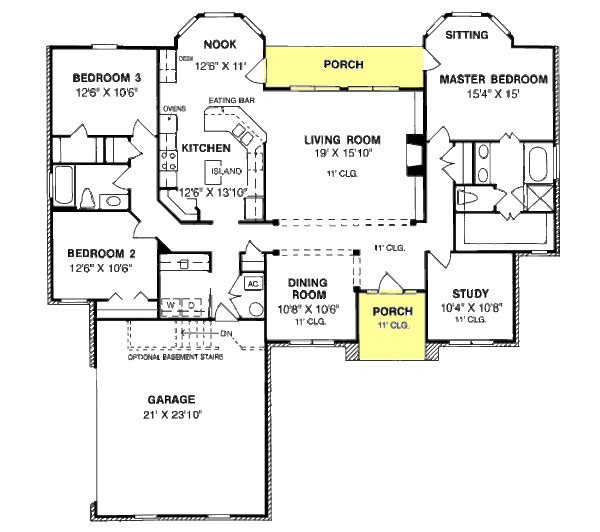Architectural House Design - Traditional Floor Plan - Main Floor Plan #20-115